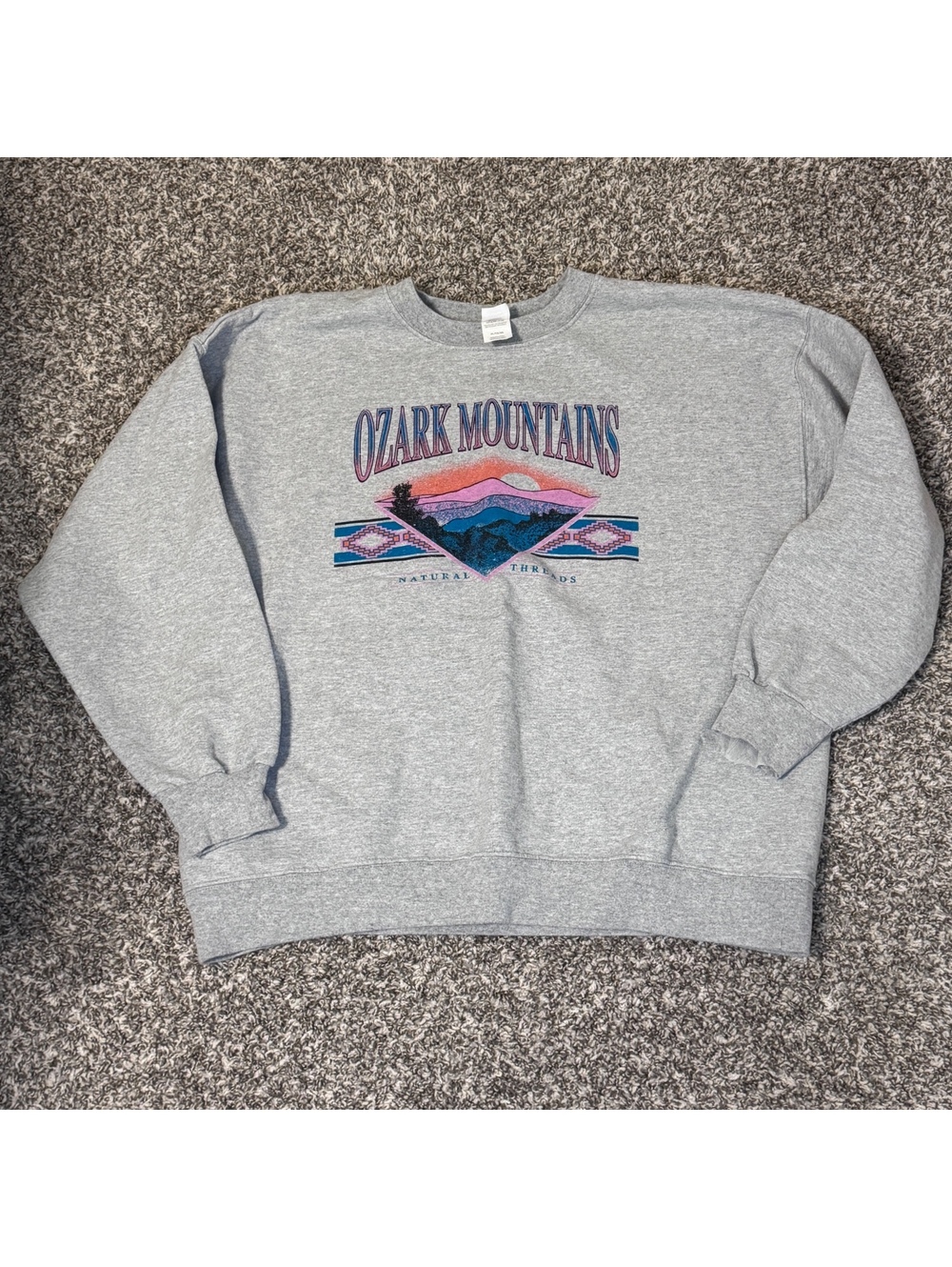 Ozark Mountains Arkansas Natural Threads Sweatshirt Gray Hanes XL Vintage Style